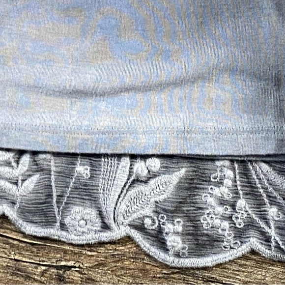 Soft Surroundings Tunic Top Women XL Gray Floral Embroidered Layer Silk Viscose - Picture 5 of 9